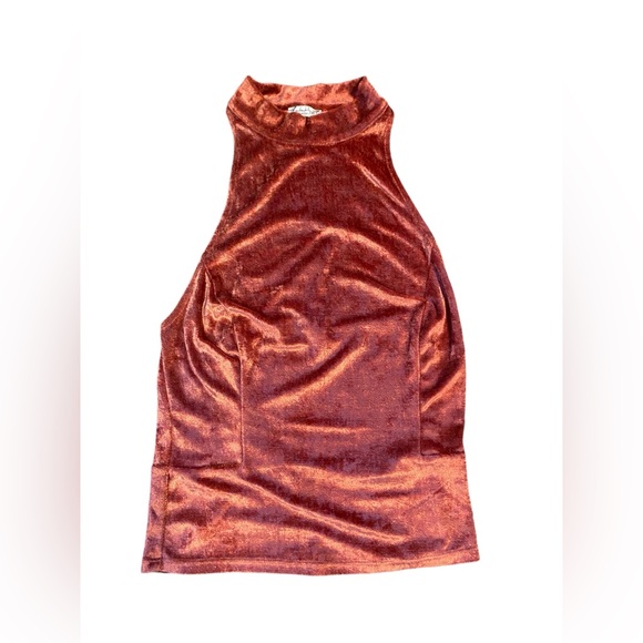 Free People crushed velvet racer back sleeveless top - Picture 2 of 6